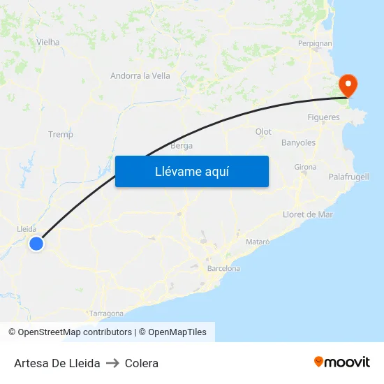 Artesa De Lleida to Colera map