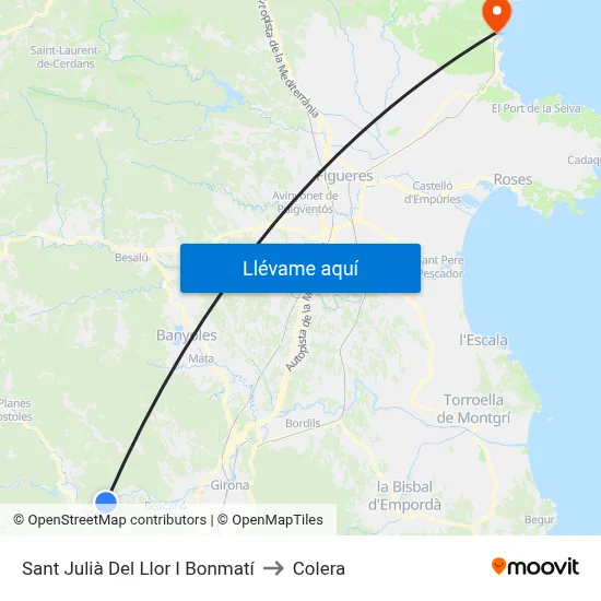 Sant Julià Del Llor I Bonmatí to Colera map