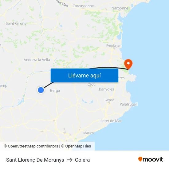 Sant Llorenç De Morunys to Colera map