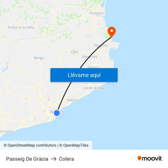 Passeig De Gràcia to Colera map
