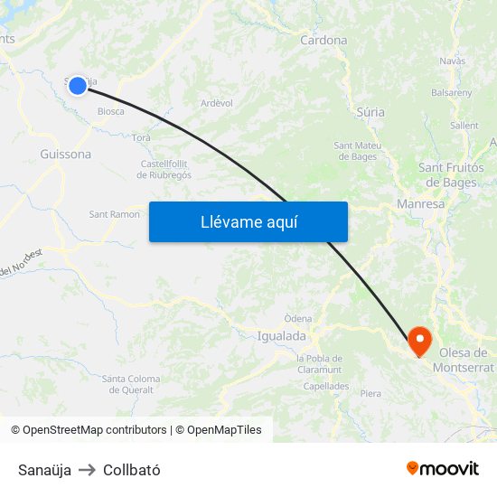 Sanaüja to Collbató map