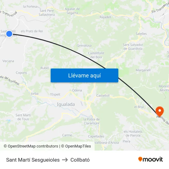 Sant Martí Sesgueioles to Collbató map