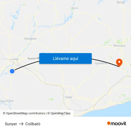 Sunyer to Collbató map