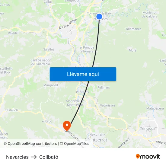 Navarcles to Collbató map