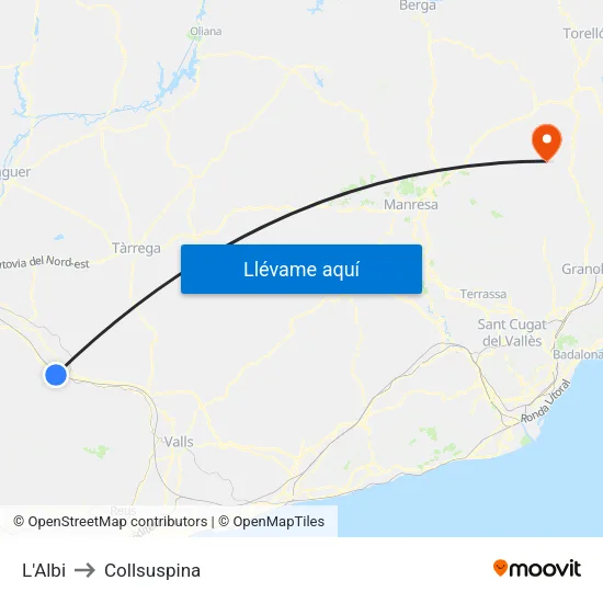 L'Albi to Collsuspina map