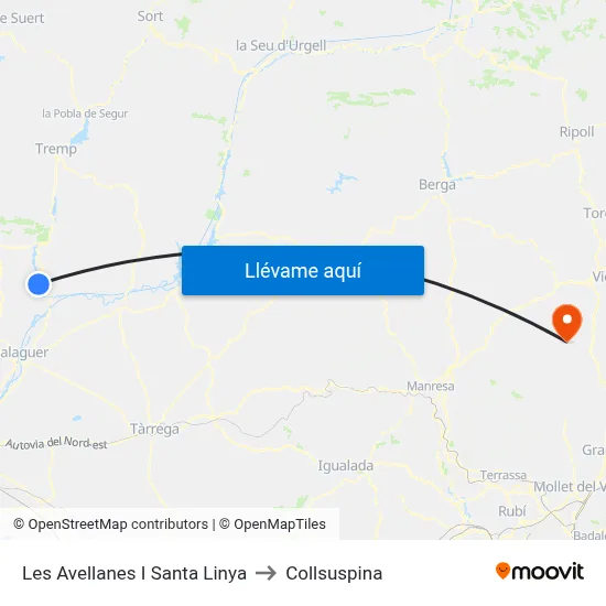 Les Avellanes I Santa Linya to Collsuspina map