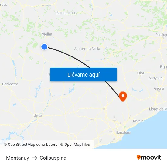 Montanuy to Collsuspina map