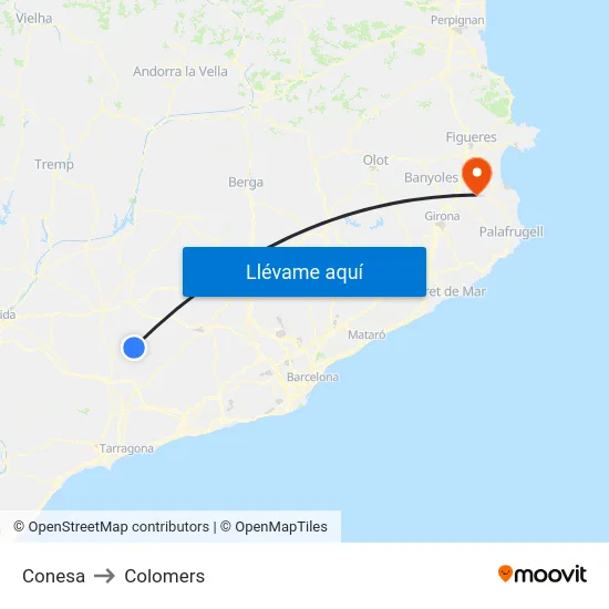 Conesa to Colomers map