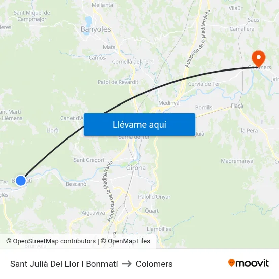 Sant Julià Del Llor I Bonmatí to Colomers map
