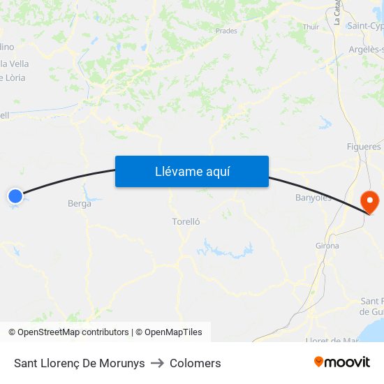 Sant Llorenç De Morunys to Colomers map