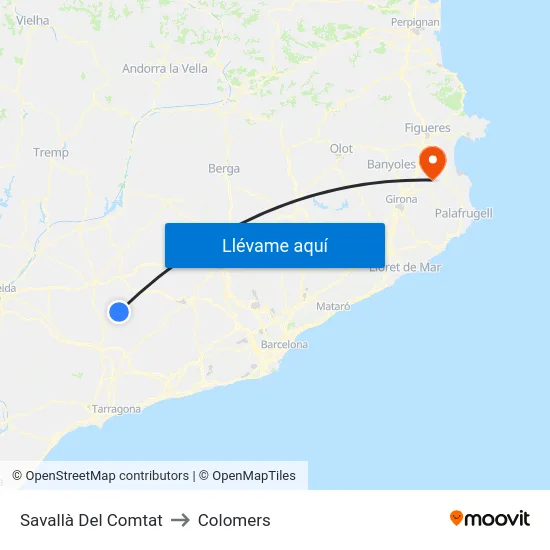 Savallà Del Comtat to Colomers map