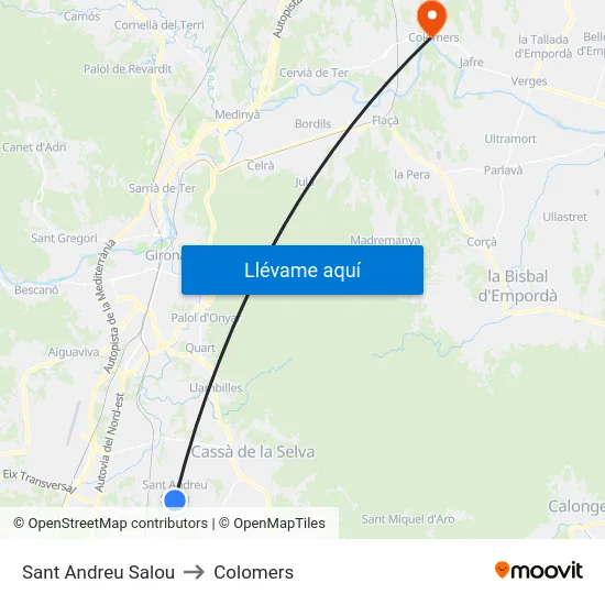 Sant Andreu Salou to Colomers map