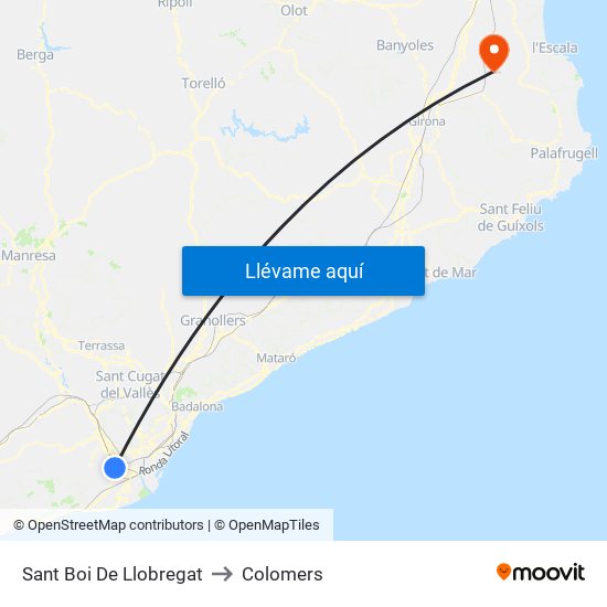 Sant Boi De Llobregat to Colomers map