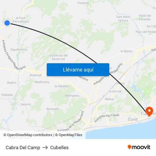 Cabra Del Camp to Cubelles map