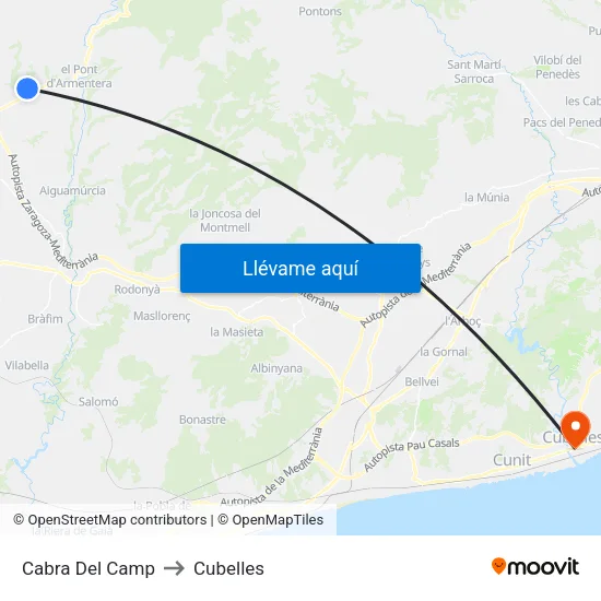 Cabra Del Camp to Cubelles map