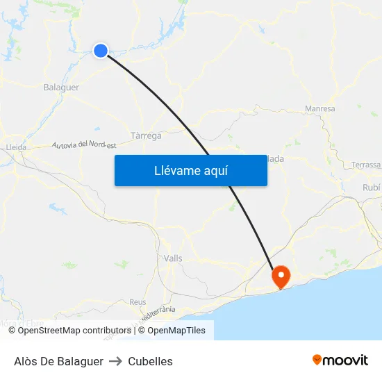 Alòs De Balaguer to Cubelles map