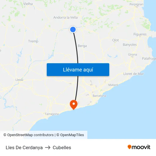 Lles De Cerdanya to Cubelles map