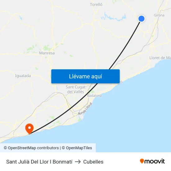 Sant Julià Del Llor I Bonmatí to Cubelles map