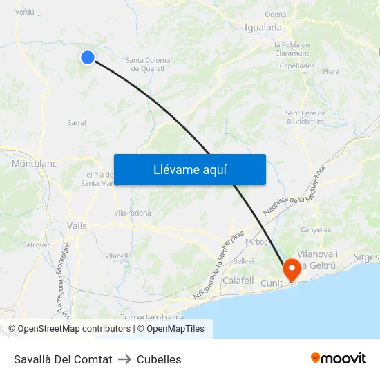 Savallà Del Comtat to Cubelles map