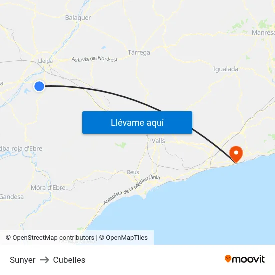 Sunyer to Cubelles map