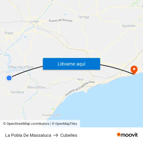 La Pobla De Massaluca to Cubelles map