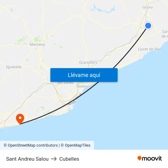 Sant Andreu Salou to Cubelles map