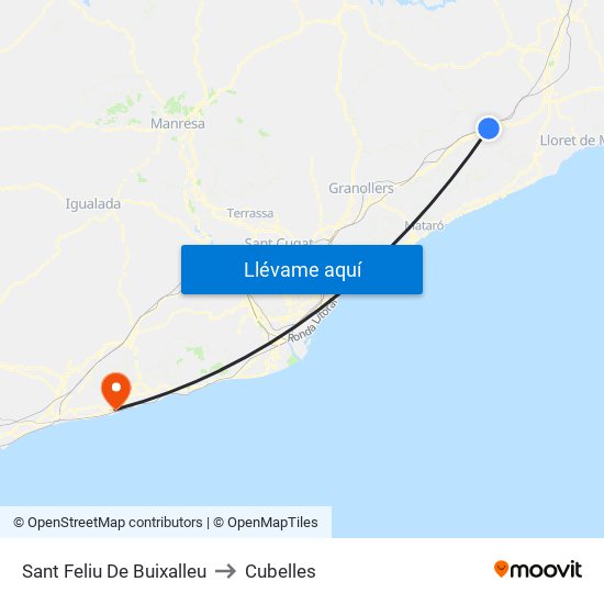 Sant Feliu De Buixalleu to Cubelles map
