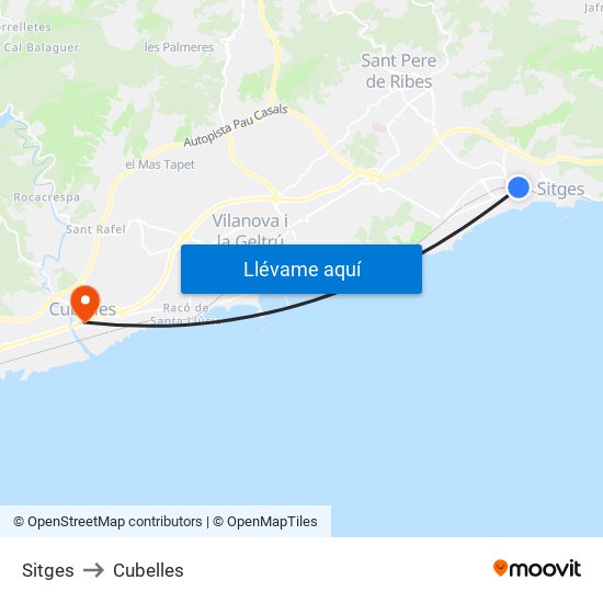 Sitges to Cubelles map