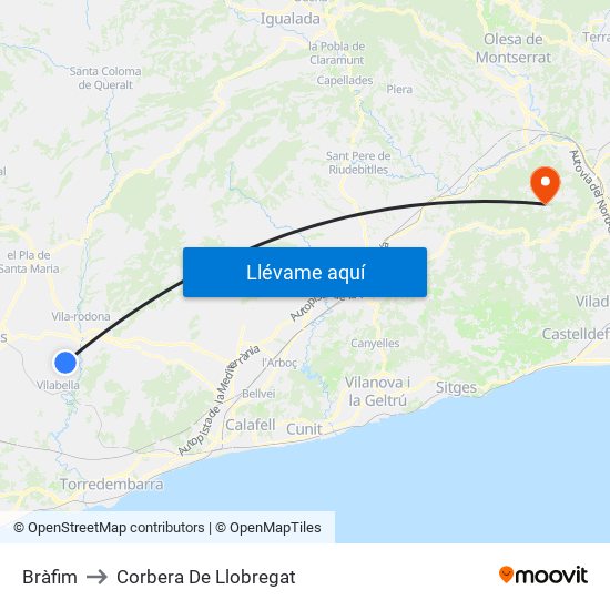 Bràfim to Corbera De Llobregat map