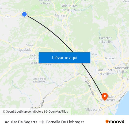 Aguilar De Segarra to Cornellà De Llobregat map