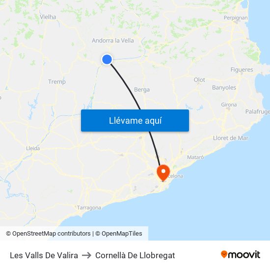 Les Valls De Valira to Cornellà De Llobregat map