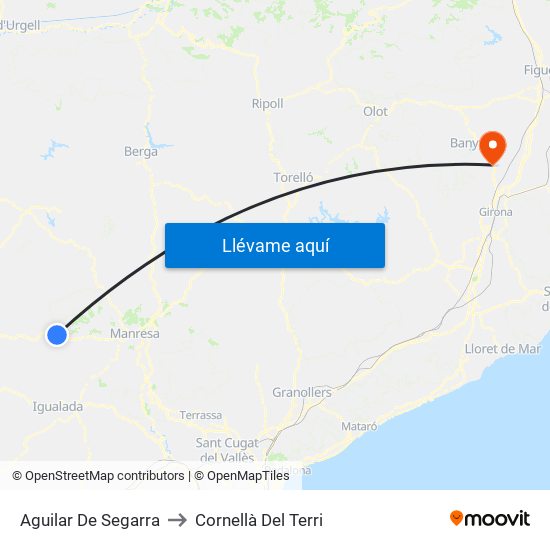 Aguilar De Segarra to Cornellà Del Terri map