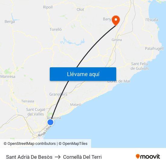 Sant Adrià De Besòs to Cornellà Del Terri map