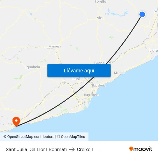 Sant Julià Del Llor I Bonmatí to Creixell map