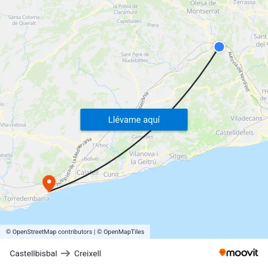 Castellbisbal to Creixell map