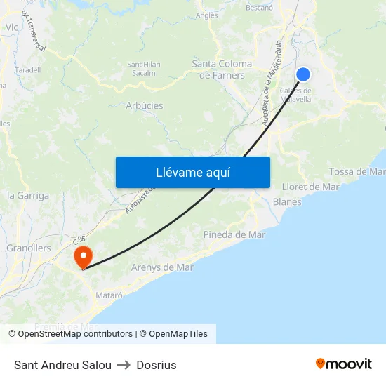 Sant Andreu Salou to Dosrius map