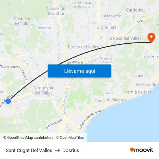Sant Cugat Del Vallès to Dosrius map