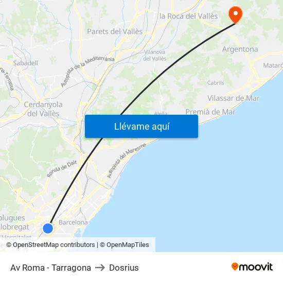 Av Roma - Tarragona to Dosrius map
