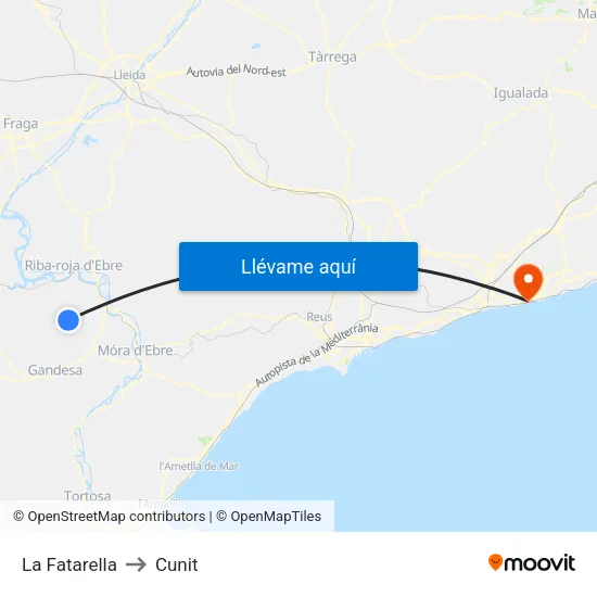 La Fatarella to Cunit map