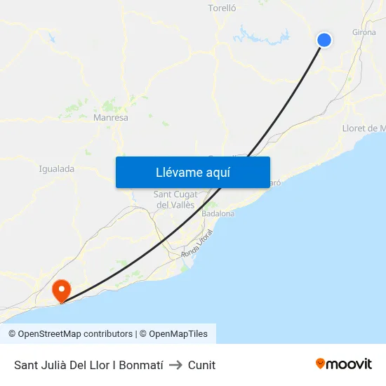 Sant Julià Del Llor I Bonmatí to Cunit map