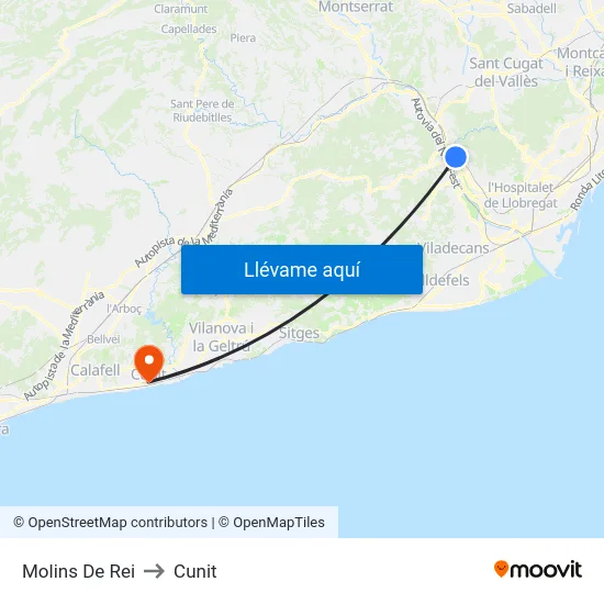 Molins De Rei to Cunit map
