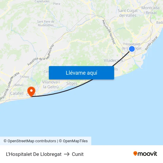 L’Hospitalet De Llobregat to Cunit map