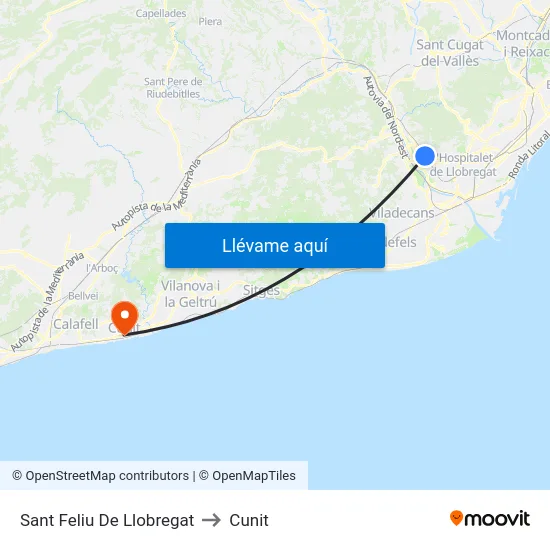 Sant Feliu De Llobregat to Cunit map
