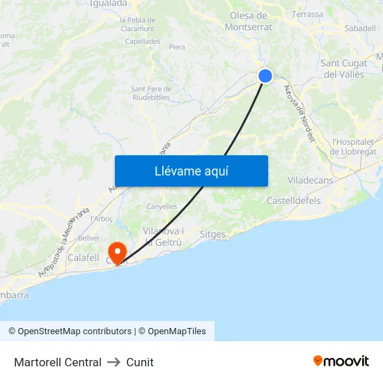Martorell Central to Cunit map