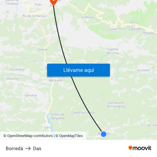 Borredà to Das map