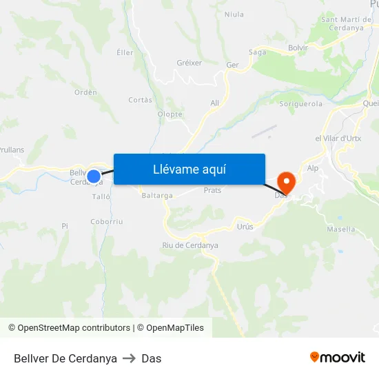 Bellver De Cerdanya to Das map