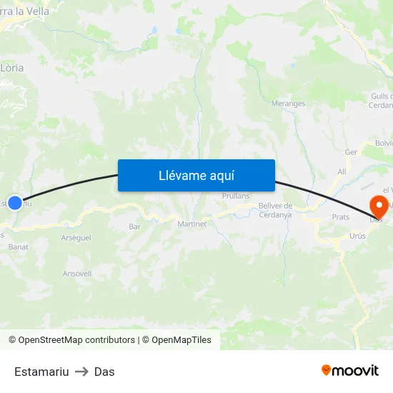 Estamariu to Das map