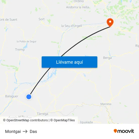 Montgai to Das map