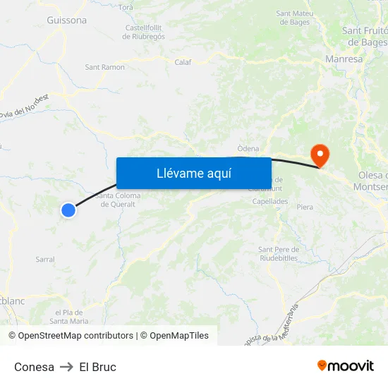 Conesa to El Bruc map