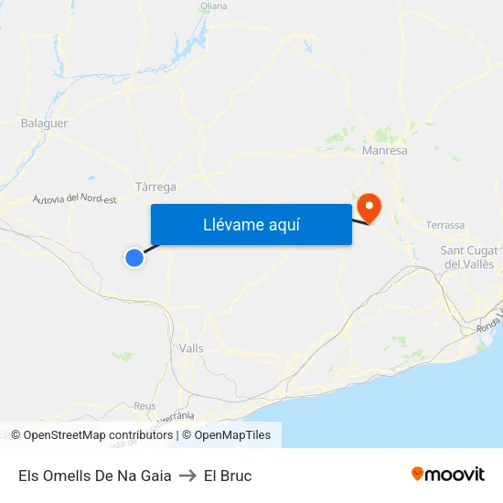 Els Omells De Na Gaia to El Bruc map